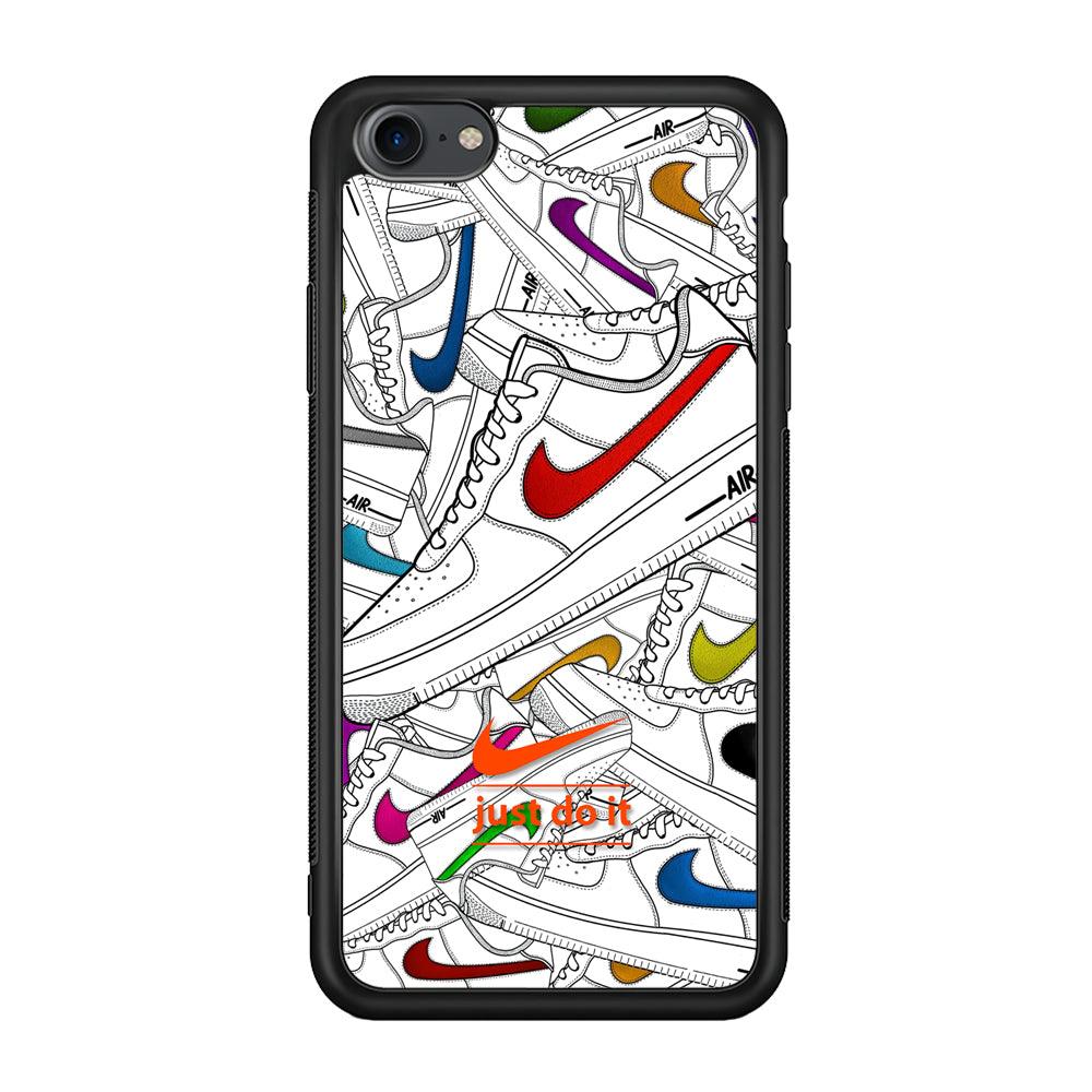 Nike Air White Shoes Pile iPhone 7 Case-Rubber Black (2D Case)-Oxvistore