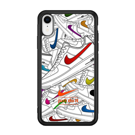 Nike Air White Shoes Pile iPhone XR Case-Rubber Black (2D Case)-Oxvistore