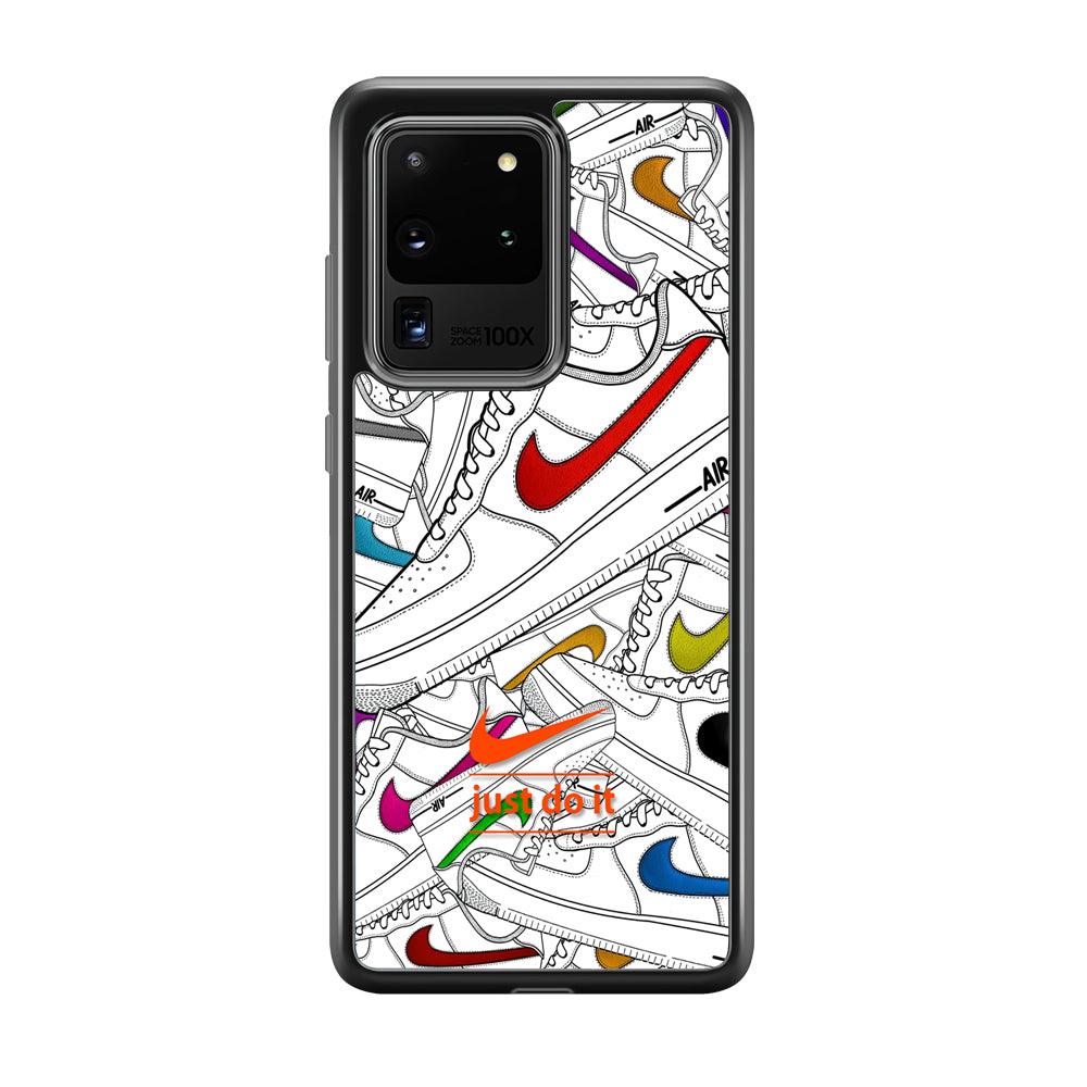 Nike Air White Shoes Pile Samsung Galaxy S20 Ultra Case-Rubber Black (2D Case)-Oxvistore