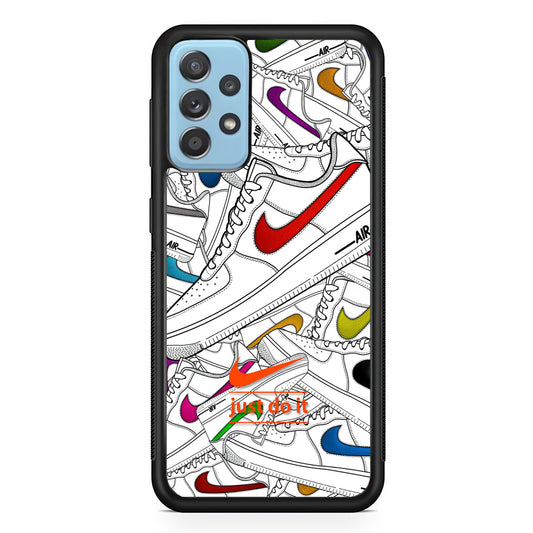 Nike Air White Shoes Pile Samsung Galaxy A52 Case-Rubber White (2D Case)-Oxvistore