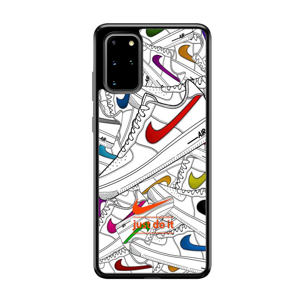 Nike Air White Shoes Pile Samsung Galaxy S20 Plus Case-Rubber Black (2D Case)-Oxvistore