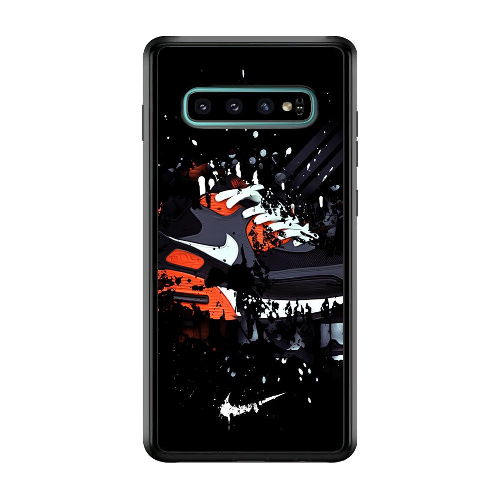 Nike Black Ink Splash Samsung Galaxy S10 Case-Rubber Black (2D Case)-Oxvistore