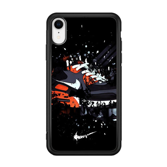 Nike Black Ink Splash iPhone XR Case-Rubber Black (2D Case)-Oxvistore