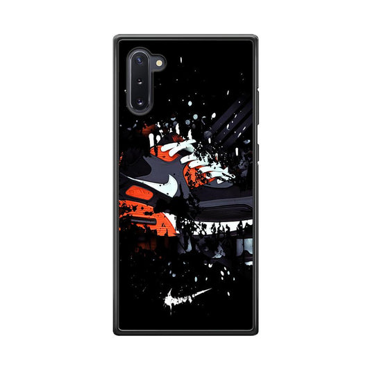 Nike Black Ink Splash Samsung Galaxy Note 10 Case-Rubber Black (2D Case)-Oxvistore
