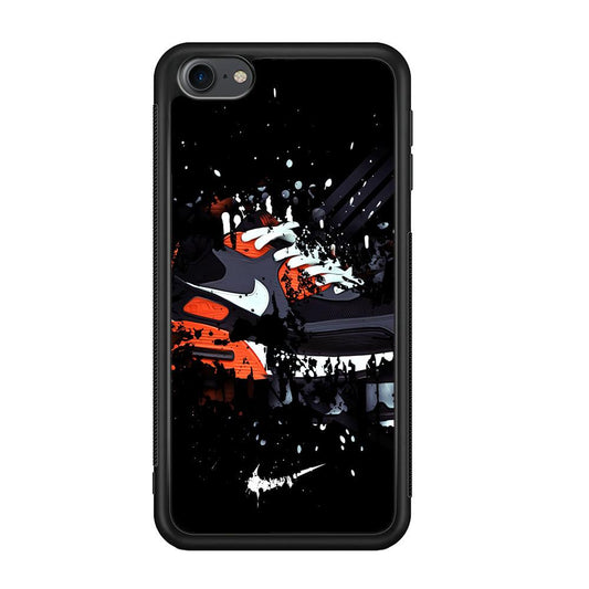 Nike Black Ink Splash iPod Touch 6 Case-Rubber Black (2D Case)-Oxvistore