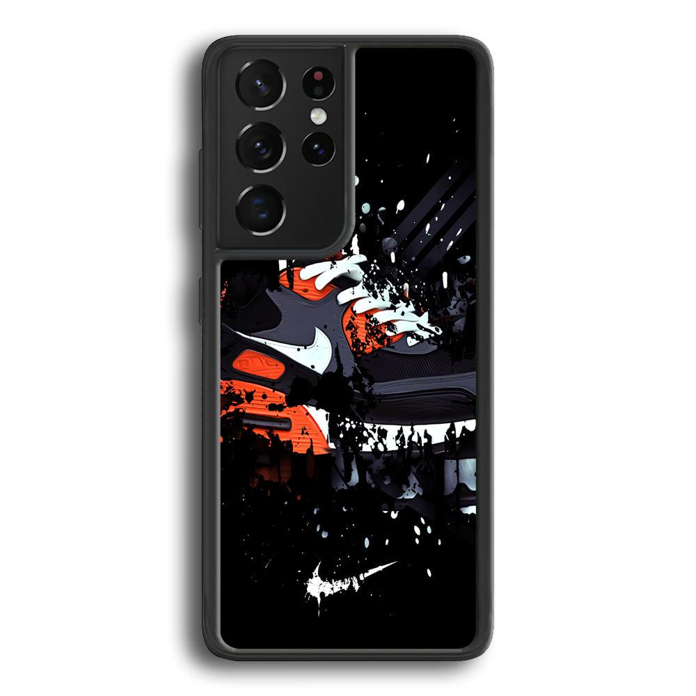 Nike Black Ink Splash Samsung Galaxy S21 Ultra Case-Rubber Black (2D Case)-Oxvistore