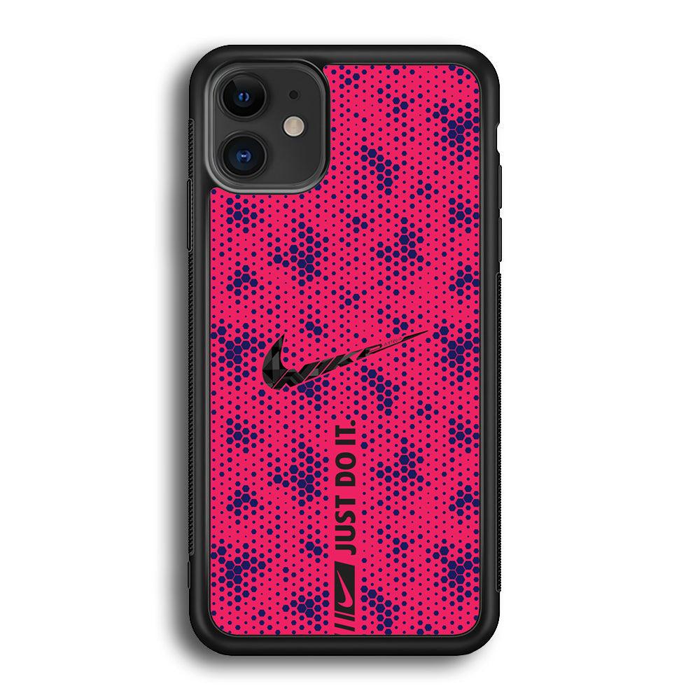 Nike Blue Honeycomb iPhone 12 Case-Rubber Black (2D Case)-Oxvistore