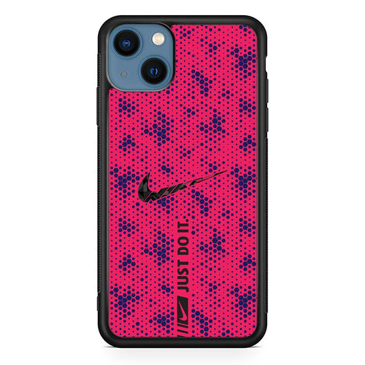 Nike Blue Honeycomb iPhone 14 Case-Rubber Black (2D Case)-Oxvistore
