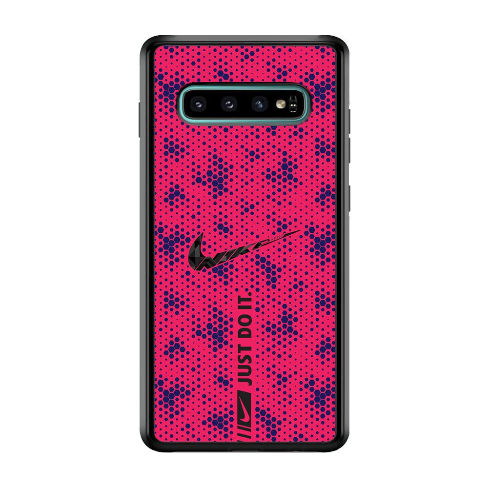 Nike Blue Honeycomb Samsung Galaxy S10 Case-Rubber Black (2D Case)-Oxvistore