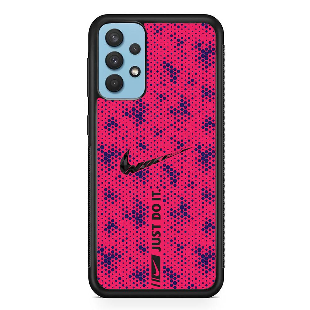 Nike Blue Honeycomb Samsung Galaxy A32 Case-Rubber Black (2D Case)-Oxvistore