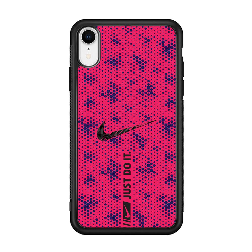 Nike Blue Honeycomb iPhone XR Case-Rubber Black (2D Case)-Oxvistore