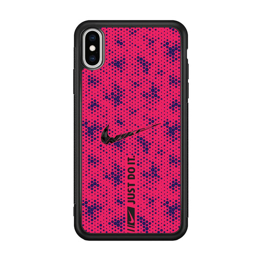 Nike Blue Honeycomb iPhone XS Case-Rubber Black (2D Case)-Oxvistore