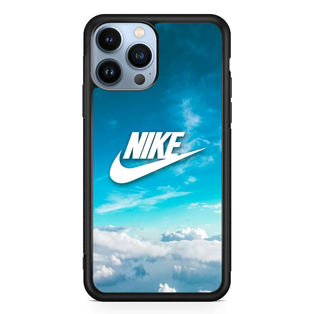 Nike Bluish Cloudy iPhone 13 Pro Max Case-Rubber Black (2D Case)-Oxvistore