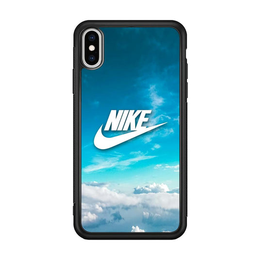 Nike Bluish Cloudy iPhone Xs Max Case-Rubber Black (2D Case)-Oxvistore