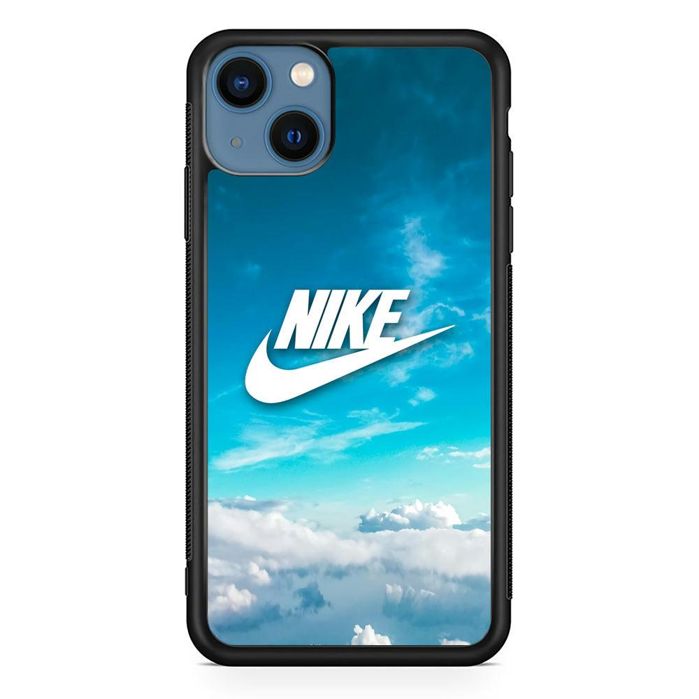 Nike Bluish Cloudy iPhone 14 Plus Case-Rubber Black (2D Case)-Oxvistore