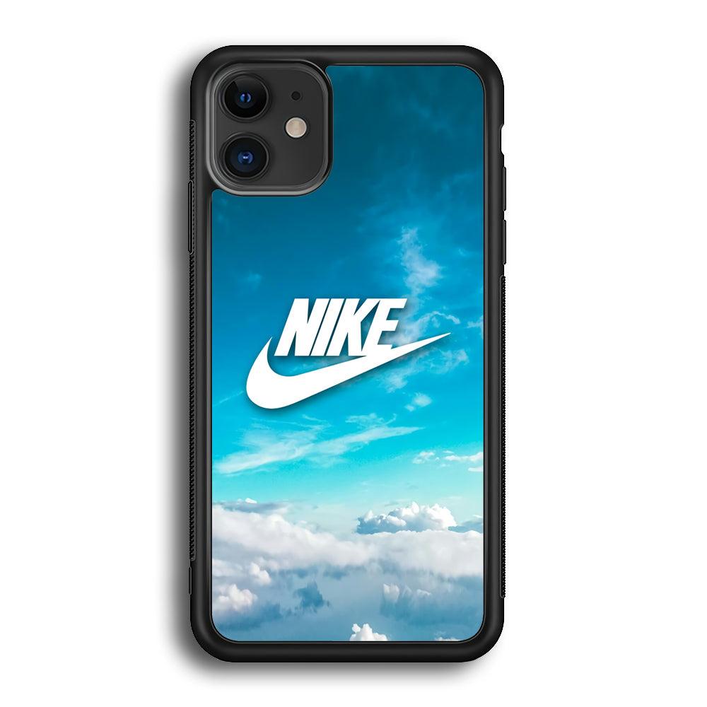Nike Bluish Cloudy iPhone 12 Case-Rubber Black (2D Case)-Oxvistore