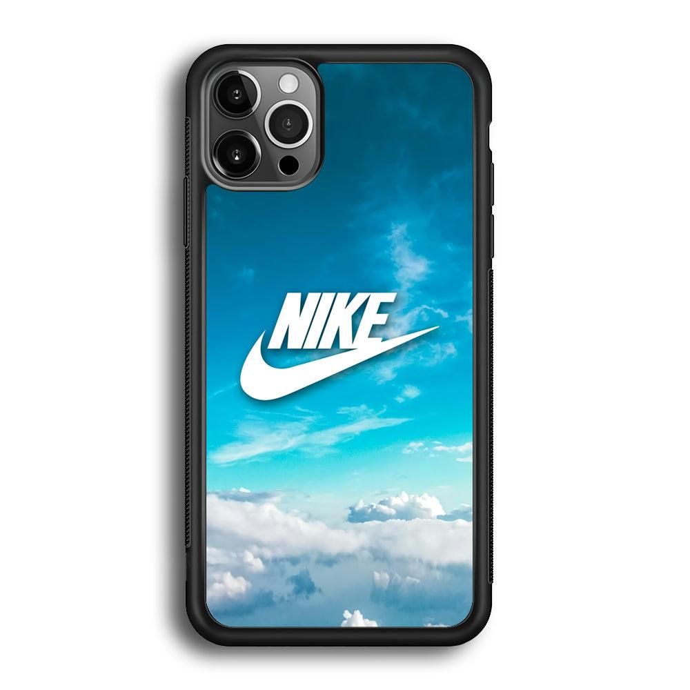 Nike Bluish Cloudy iPhone 12 Pro Max Case-Rubber Black (2D Case)-Oxvistore