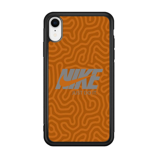 Nike Brown Maze iPhone XR Case-Rubber Black (2D Case)-Oxvistore