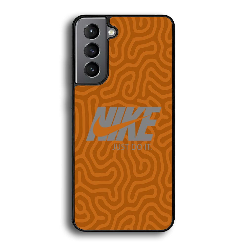 Nike Brown Maze Samsung Galaxy S22 Case-Rubber Black (2D Case)-Oxvistore