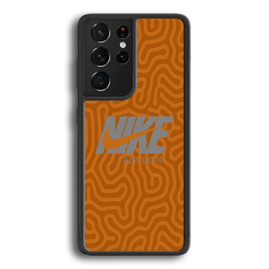 Nike Brown Maze Samsung Galaxy S23 Ultra Case-Rubber Black (2D Case)-Oxvistore