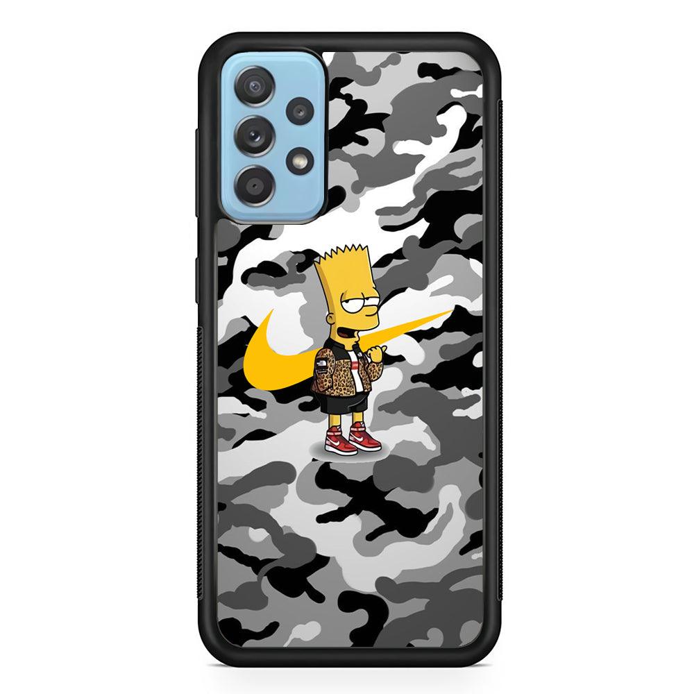 Nike Camo Theme and Bart Code Samsung Galaxy A72 Case-Rubber Black (2D Case)-Oxvistore