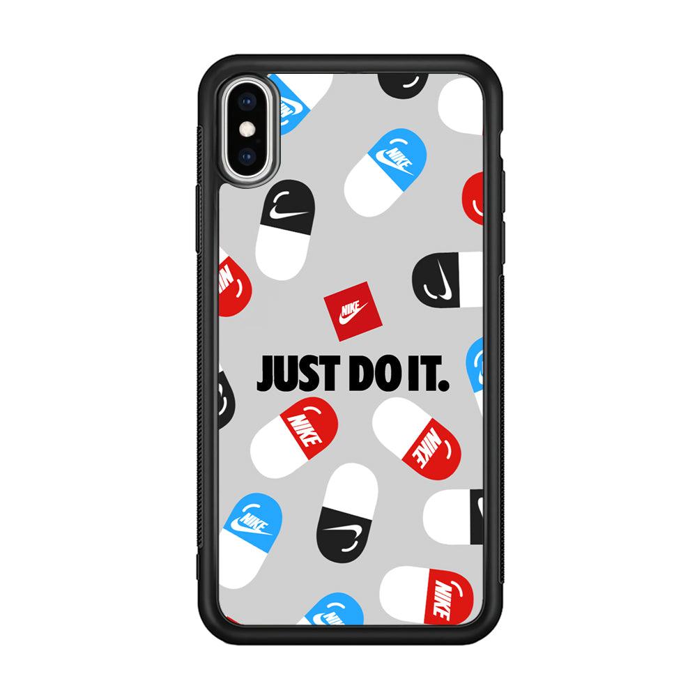 Nike Chill Pill Patern iPhone XS Case-Rubber Black (2D Case)-Oxvistore