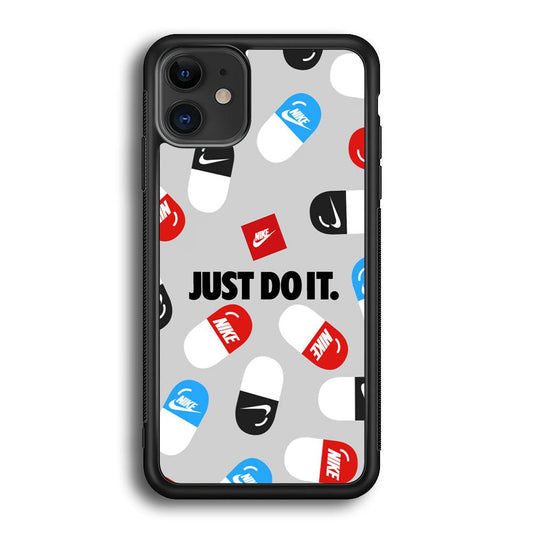 Nike Chill Pill Patern iPhone 11 Case-Rubber Black (2D Case)-Oxvistore