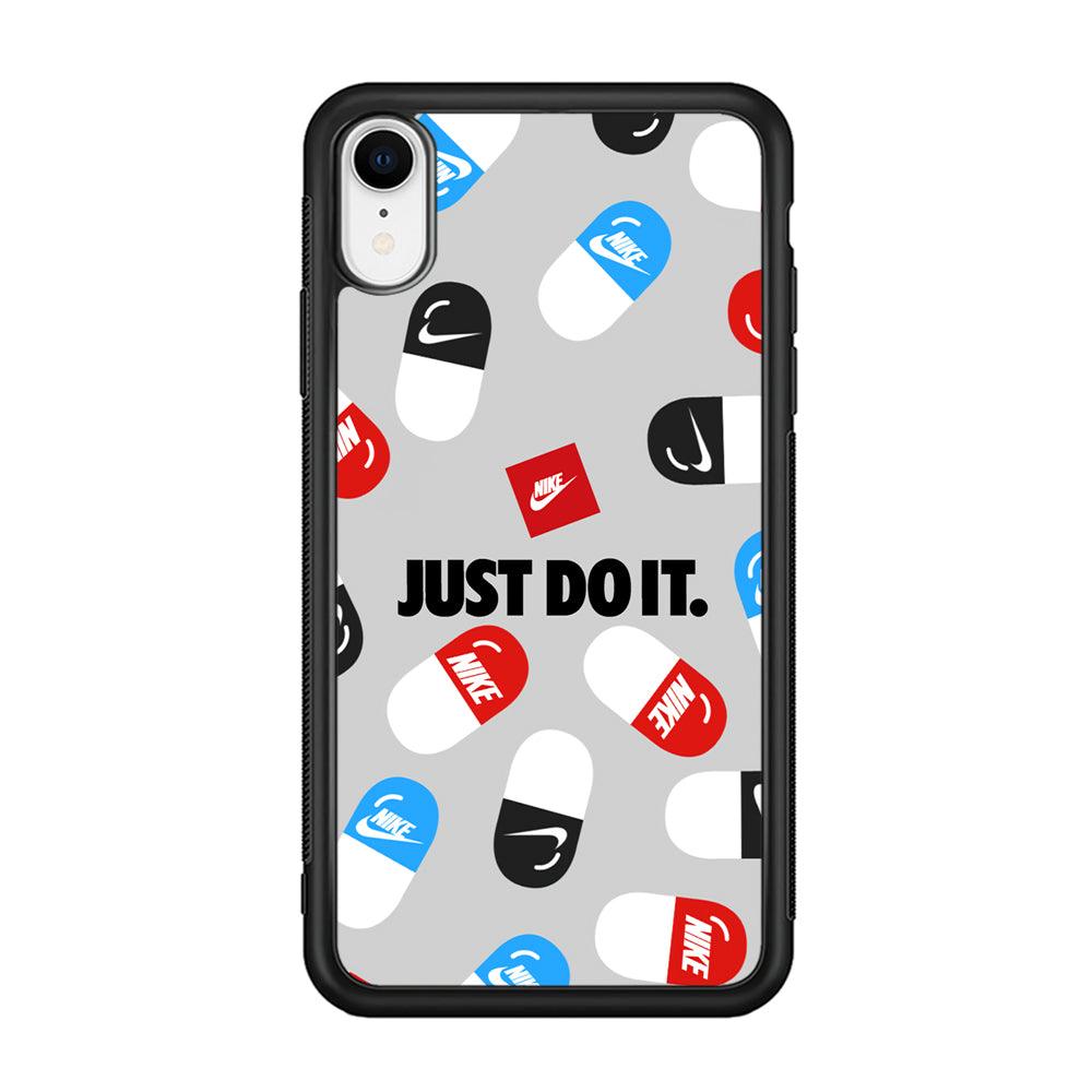 Nike Chill Pill Patern iPhone XR Case-Rubber Black (2D Case)-Oxvistore