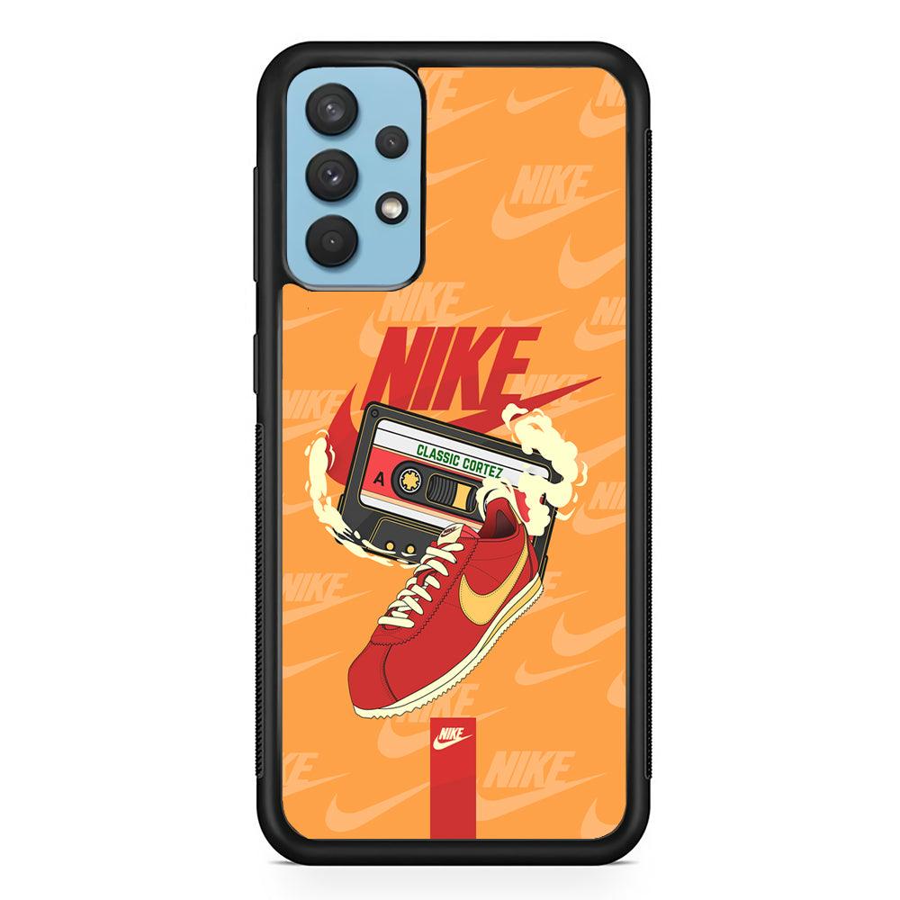 Nike Classic Stride Samsung Galaxy A32 Case-Rubber Black (2D Case)-Oxvistore