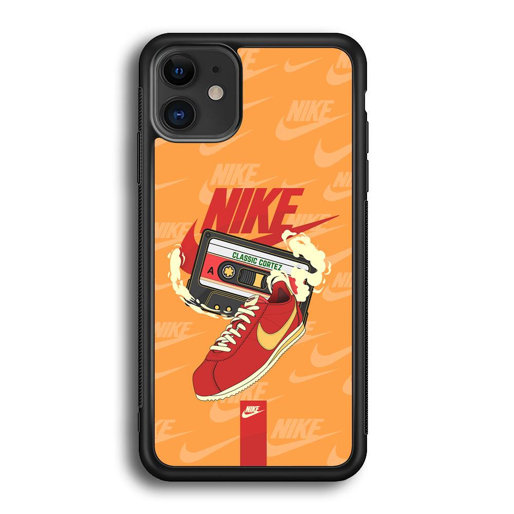 Nike Classic Stride iPhone 12 Case-Rubber Black (2D Case)-Oxvistore