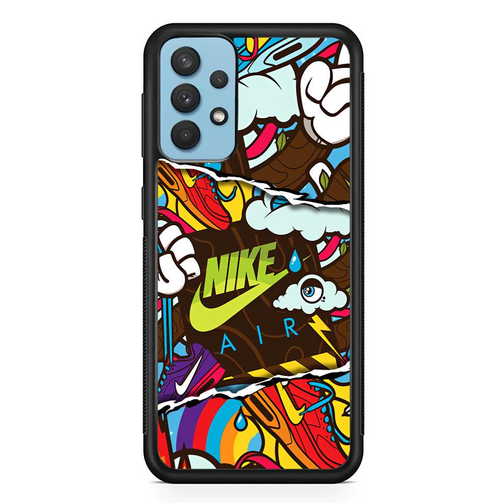 Nike Colorful Imagination Samsung Galaxy A32 Case-Rubber Black (2D Case)-Oxvistore