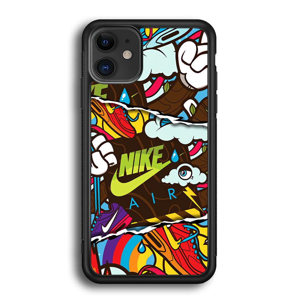 Nike Colorful Imagination iPhone 11 Case-Rubber Black (2D Case)-Oxvistore