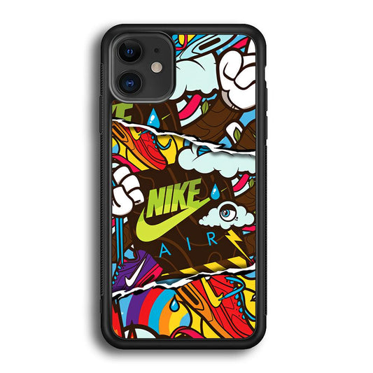 Nike Colorful Imagination iPhone 11 Case-Rubber Black (2D Case)-Oxvistore