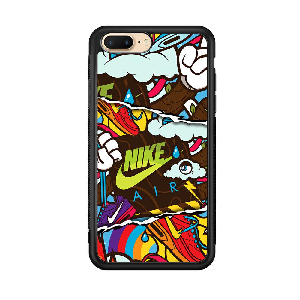 Nike Colorful Imagination iPhone 8 Plus Case-Rubber Black (2D Case)-Oxvistore