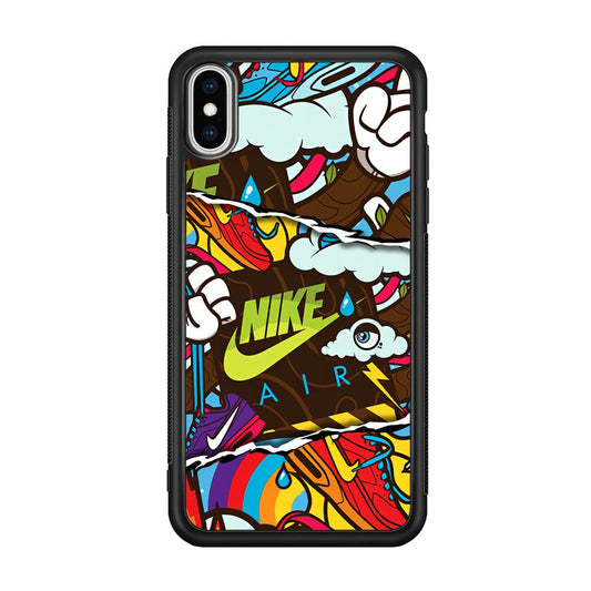 Nike Colorful Imagination iPhone XS Case-Rubber Black (2D Case)-Oxvistore