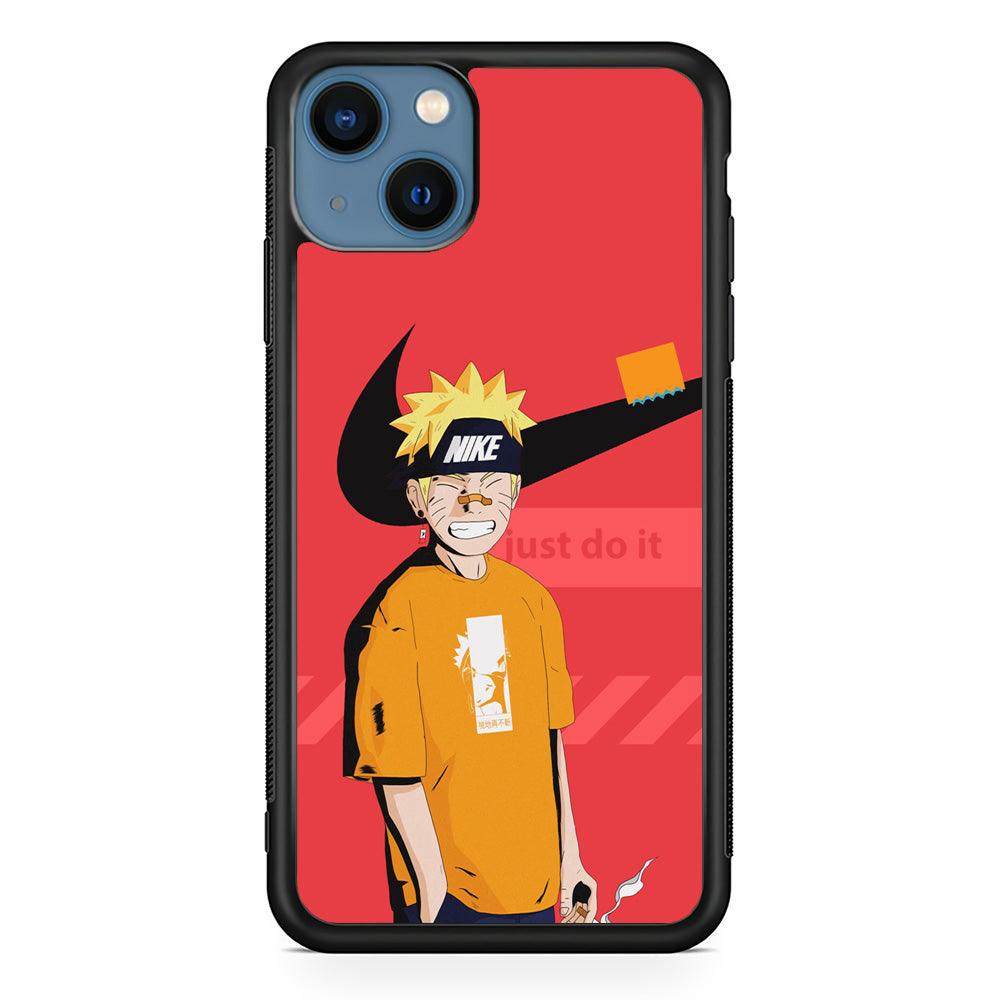 Nike Cover with Naruto iPhone 14 Case-Rubber Black (2D Case)-Oxvistore