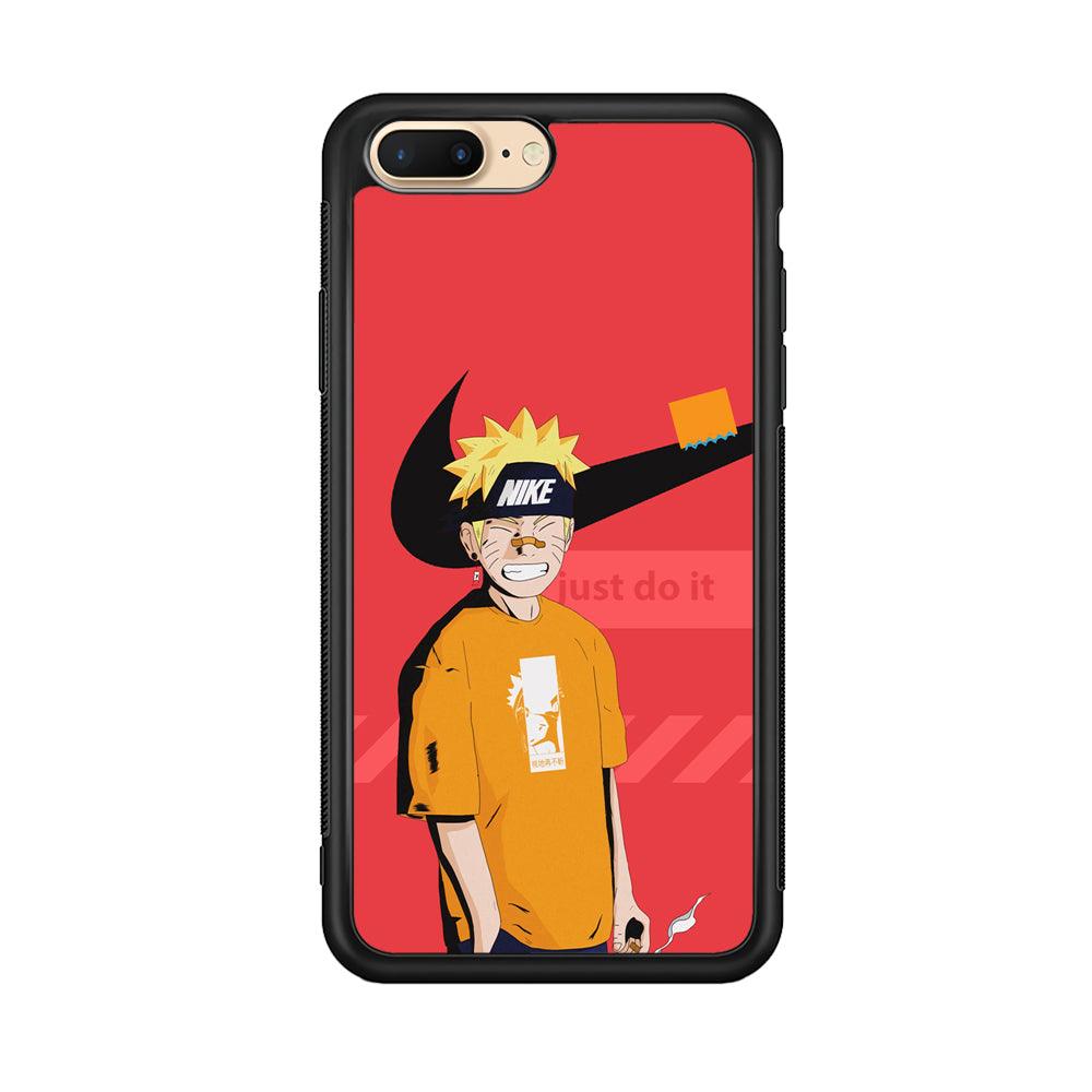 Nike Cover with Naruto iPhone 7 Plus Case-Rubber Black (2D Case)-Oxvistore