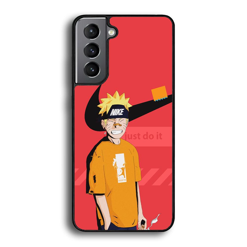 Nike Cover with Naruto Samsung Galaxy S21 Case-Rubber Black (2D Case)-Oxvistore