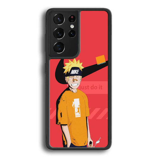 Nike Cover with Naruto Samsung Galaxy S24 Ultra Case-Rubber Black (2D Case)-Oxvistore