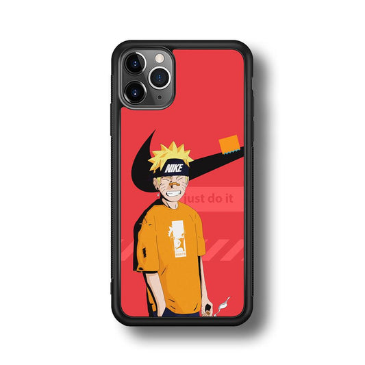 Nike Cover with Naruto iPhone 11 Pro Max Case-Rubber Black (2D Case)-Oxvistore