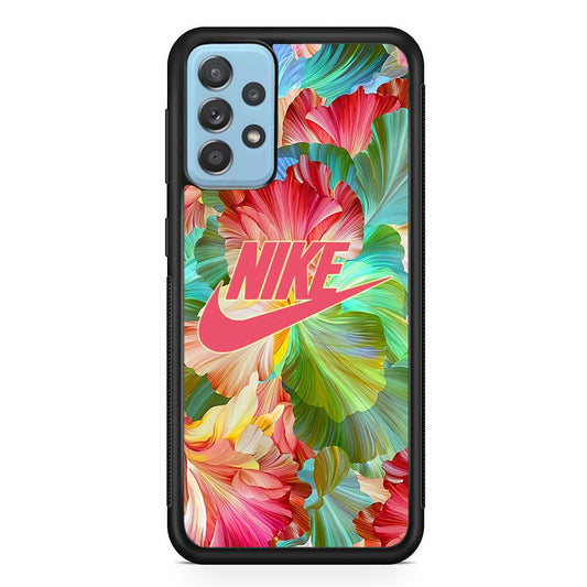 Nike Floral Beauty Samsung Galaxy A72 Case-Rubber Black (2D Case)-Oxvistore