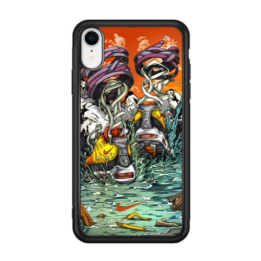 Nike Form of Art Noise iPhone XR Case-Rubber Black (2D Case)-Oxvistore