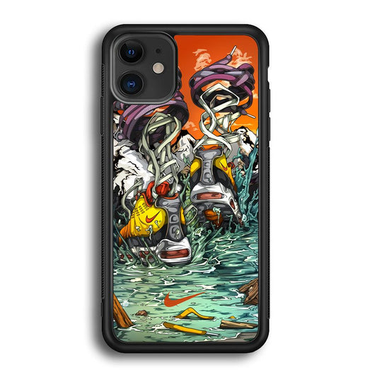 Nike Form of Art Noise iPhone 11 Case-Rubber Black (2D Case)-Oxvistore