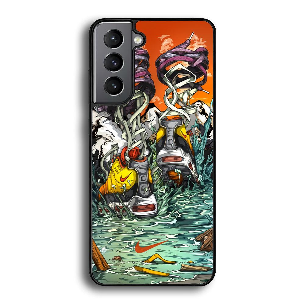 Nike Form of Art Noise Samsung Galaxy S24 Case-Rubber Black (2D Case)-Oxvistore
