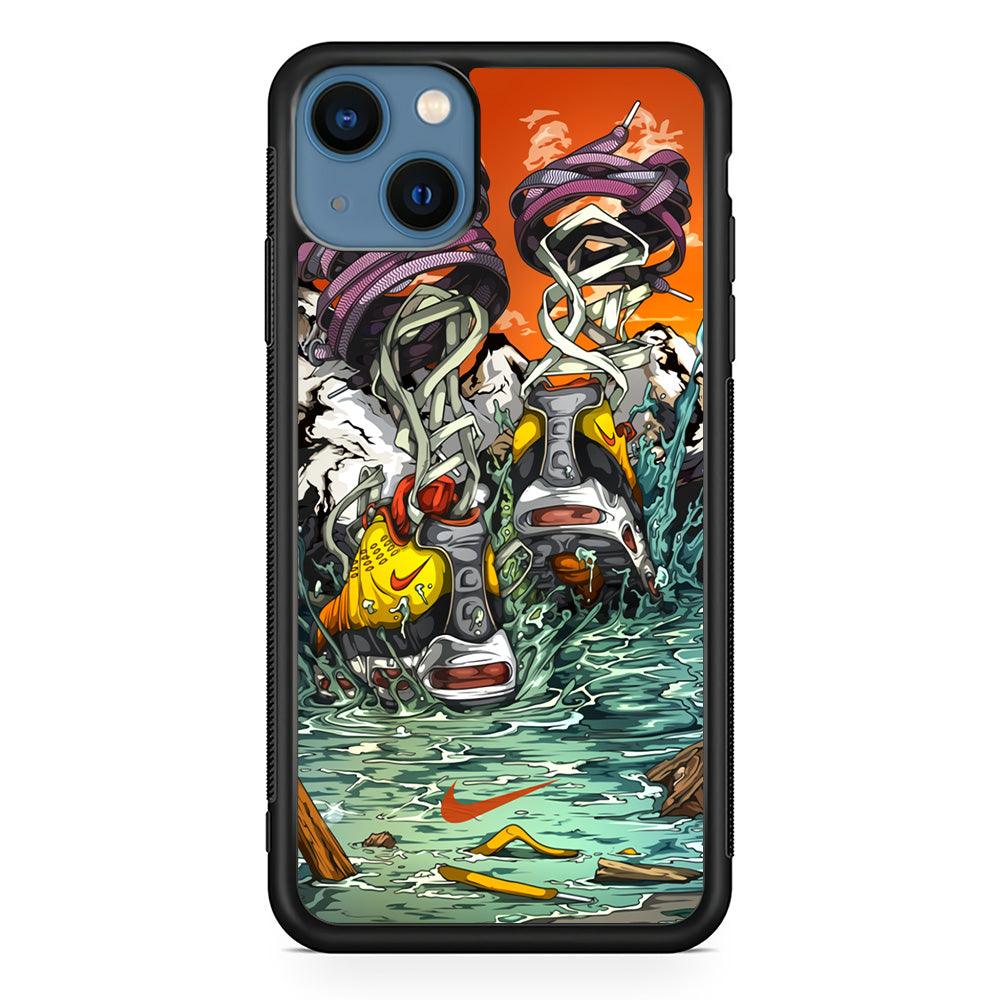 Nike Form of Art Noise iPhone 14 Case-Rubber Black (2D Case)-Oxvistore