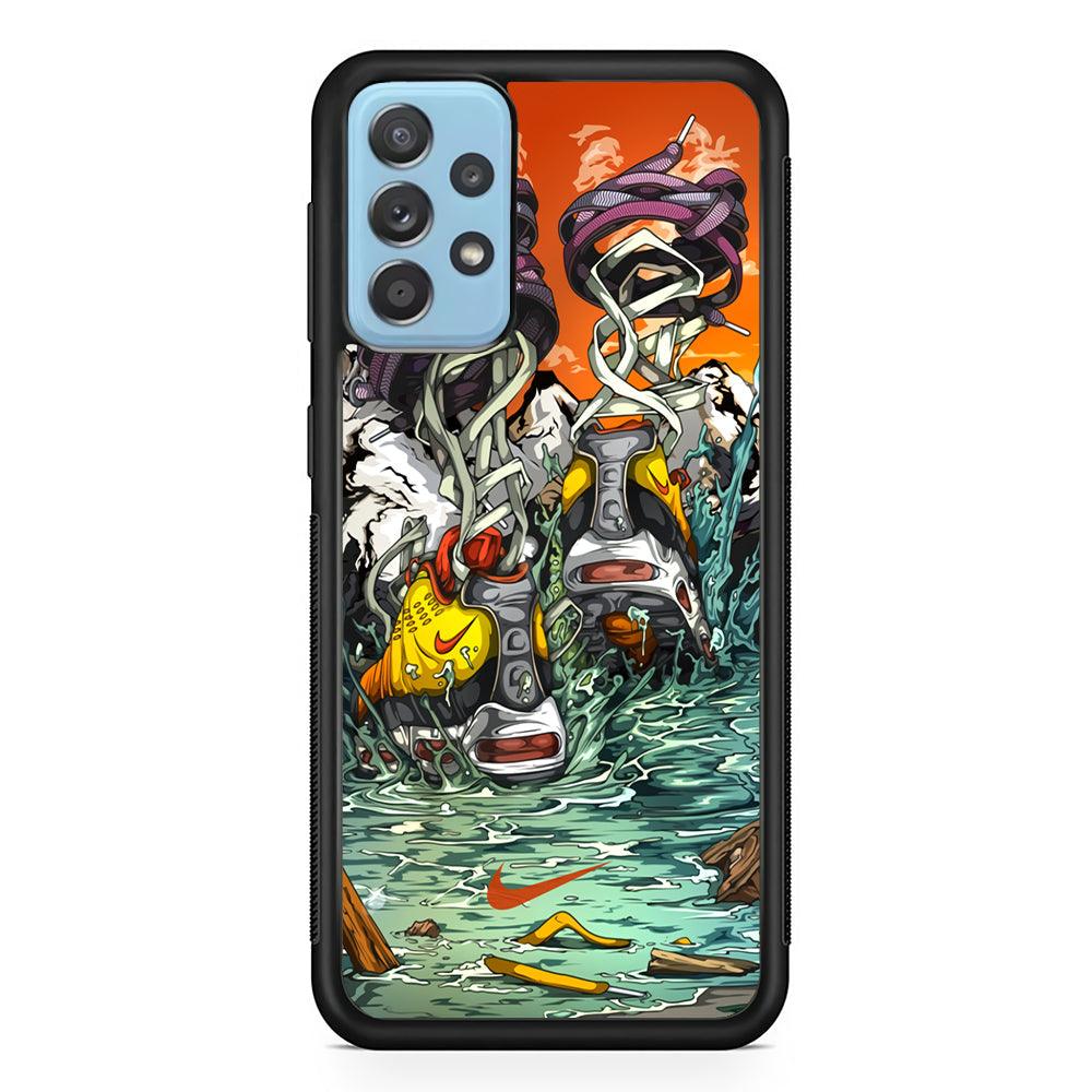 Nike Form of Art Noise Samsung Galaxy A72 Case-Rubber Black (2D Case)-Oxvistore