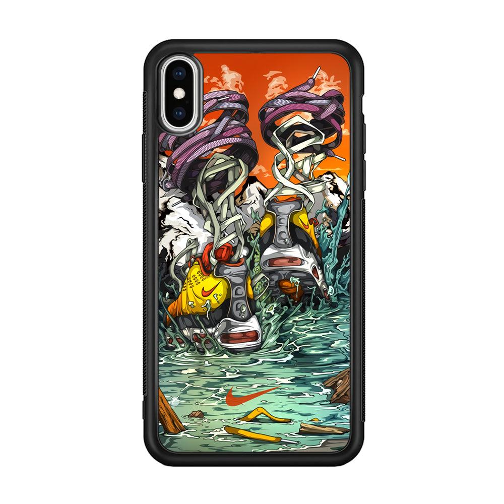 Nike Form of Art Noise iPhone X Case-Rubber Black (2D Case)-Oxvistore