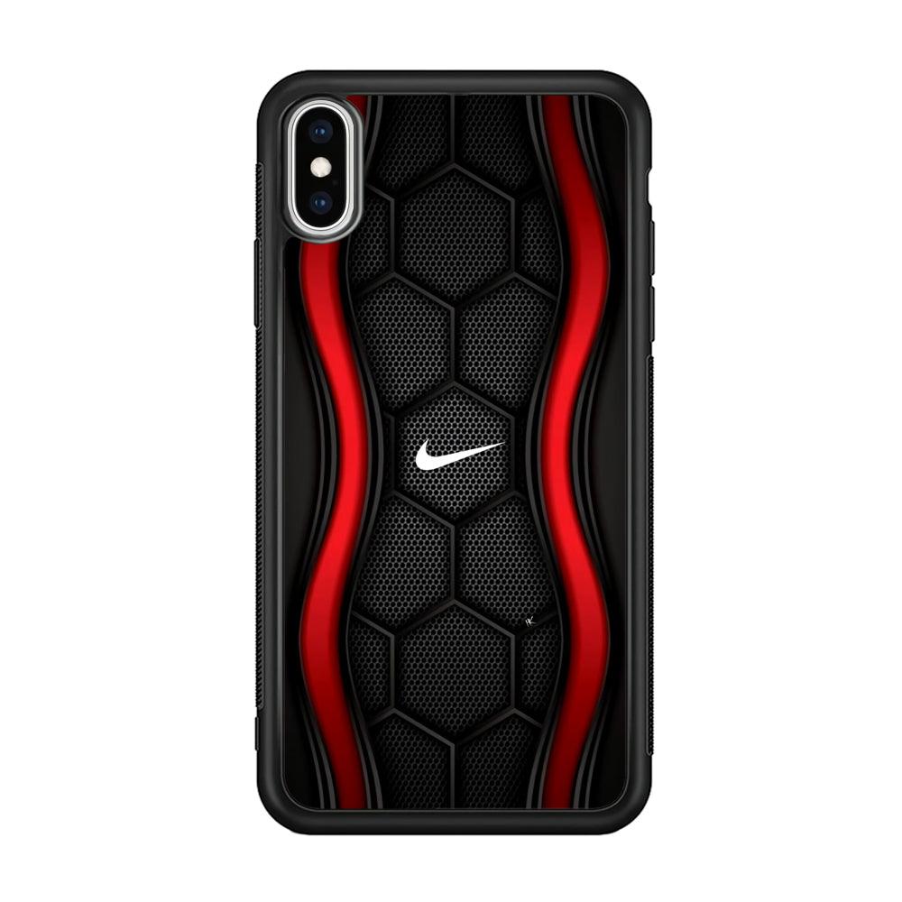 Nike Futuristic Hexagon Dome iPhone Xs Max Case-Rubber Black (2D Case)-Oxvistore