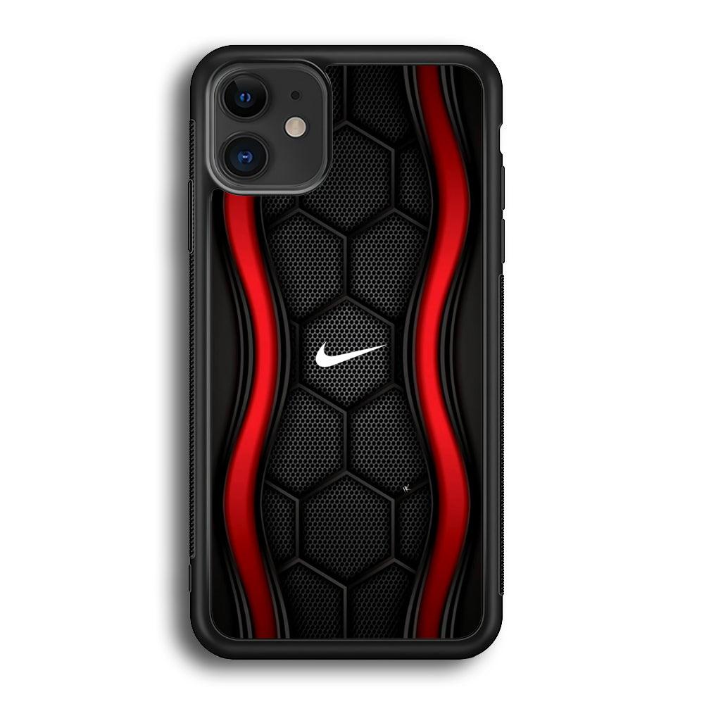 Nike Futuristic Hexagon Dome iPhone 11 Case-Rubber Black (2D Case)-Oxvistore