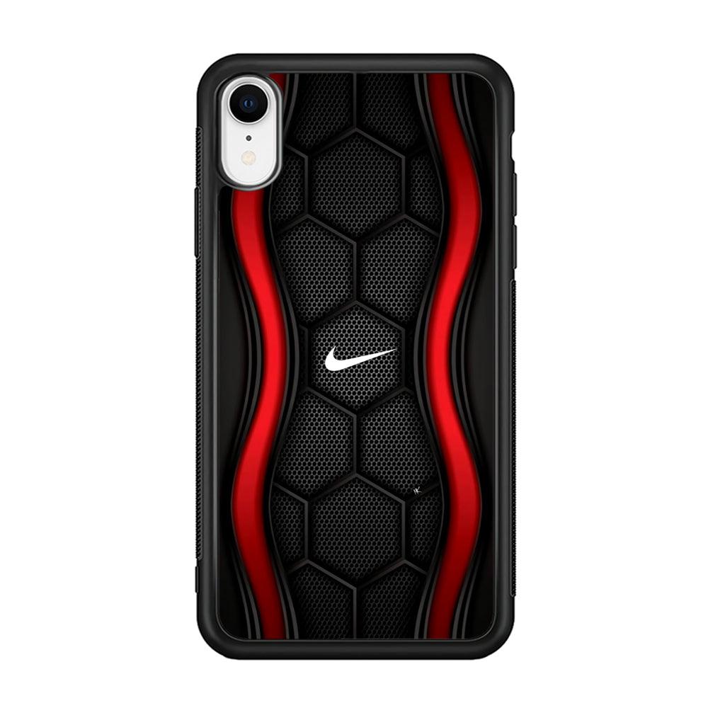 Nike Futuristic Hexagon Dome iPhone XR Case-Rubber Black (2D Case)-Oxvistore